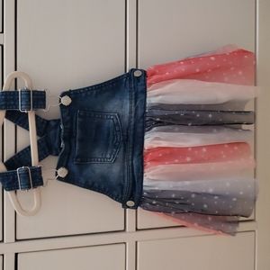 Epic Threads denim and thulle overall dress. 2T.